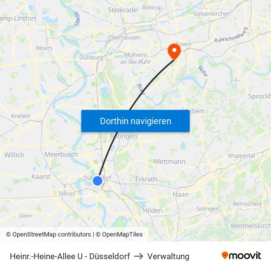 Heinr.-Heine-Allee U - Düsseldorf to Verwaltung map