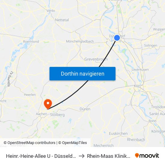 Heinr.-Heine-Allee U - Düsseldorf to Rhein-Maas Klinikum map