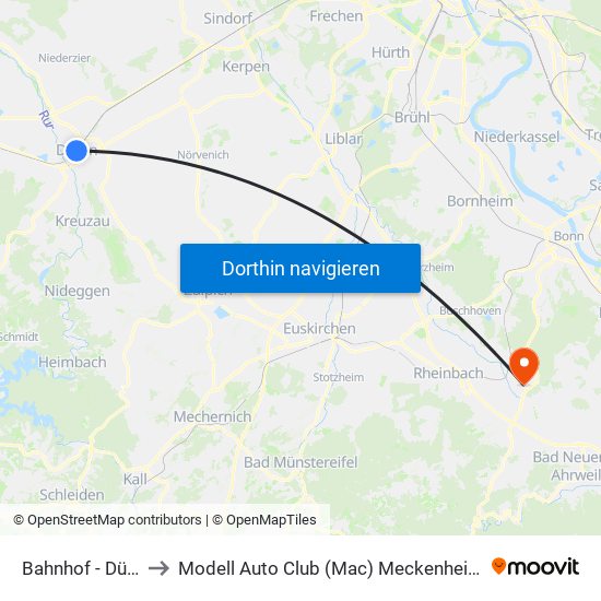 Bahnhof - Düren to Modell Auto Club (Mac) Meckenheim E.V. map