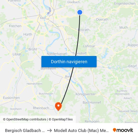 Bergisch Gladbach Bensberg to Modell Auto Club (Mac) Meckenheim E.V. map