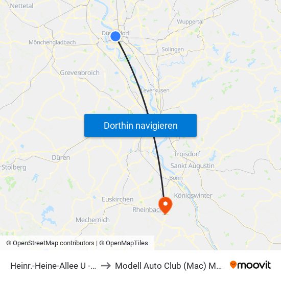 Heinr.-Heine-Allee U - Düsseldorf to Modell Auto Club (Mac) Meckenheim E.V. map