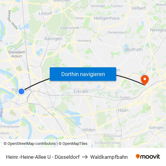 Heinr.-Heine-Allee U - Düsseldorf to Waldkampfbahn map