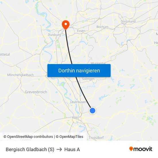 Bergisch Gladbach (S) to Haus A map