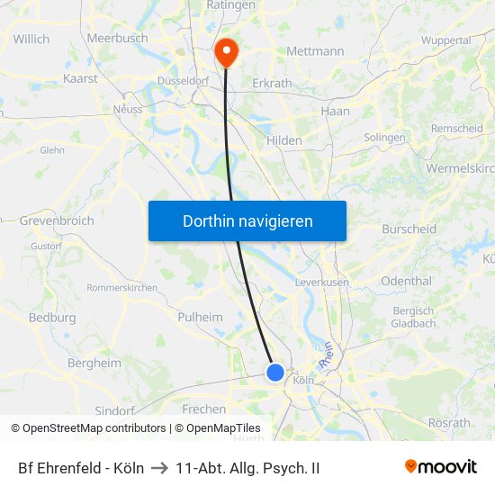 Bf Ehrenfeld - Köln to 11-Abt. Allg. Psych. II map