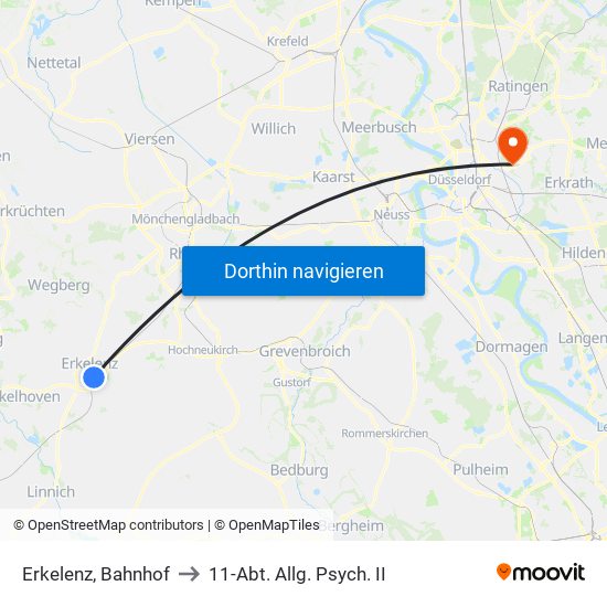 Erkelenz, Bahnhof to 11-Abt. Allg. Psych. II map