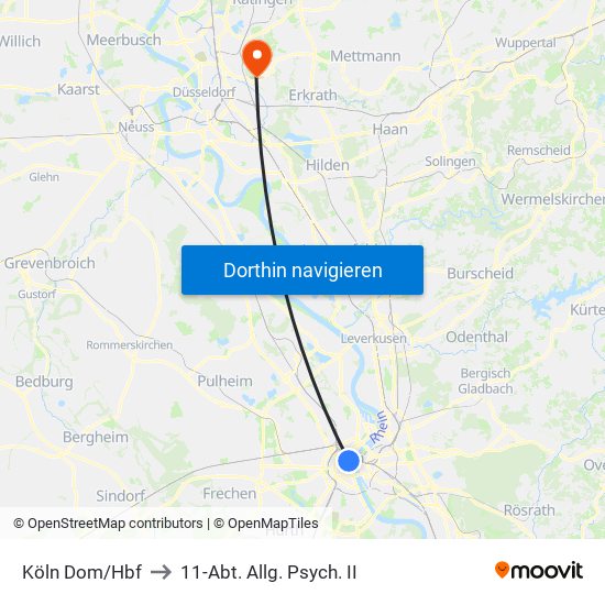 Köln Dom/Hbf to 11-Abt. Allg. Psych. II map