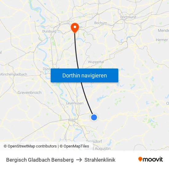 Bergisch Gladbach Bensberg to Strahlenklinik map