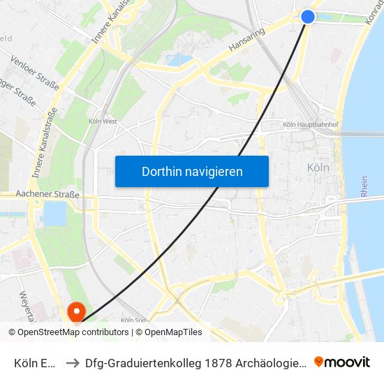 Köln Ebertplatz to Dfg-Graduiertenkolleg 1878 Archäologie Vormoderner Wirtschaftsräume map