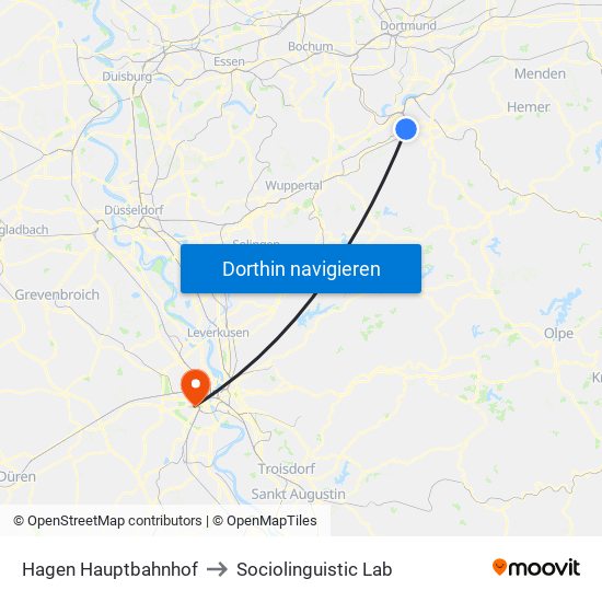 Hagen Hauptbahnhof to Sociolinguistic Lab map