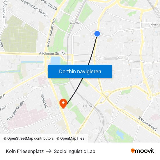 Köln Friesenplatz to Sociolinguistic Lab map