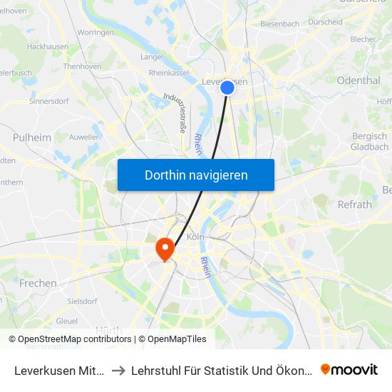 Leverkusen Mitte Bf to Lehrstuhl Für Statistik Und Ökonometrie map