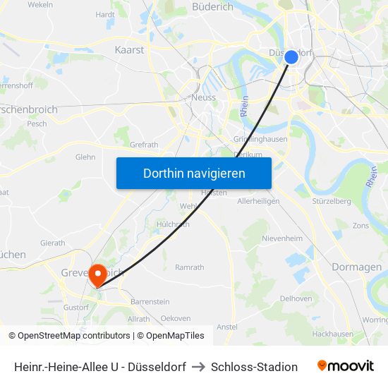 Heinr.-Heine-Allee U - Düsseldorf to Schloss-Stadion map