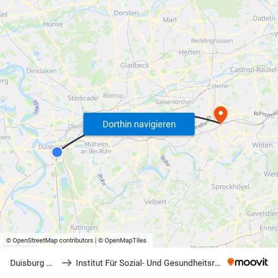 Duisburg Hbf to Institut Für Sozial- Und Gesundheitsrecht map