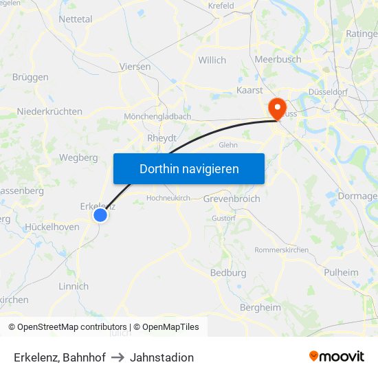 Erkelenz, Bahnhof to Jahnstadion map