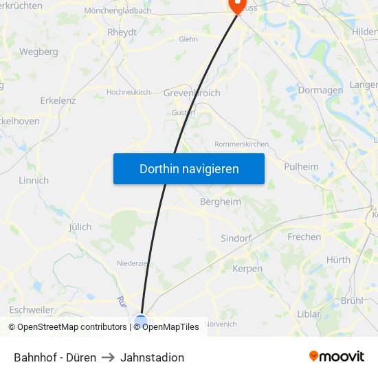 Bahnhof - Düren to Jahnstadion map