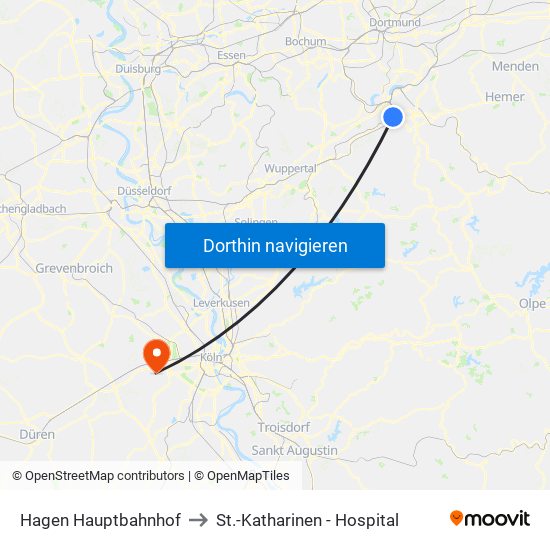 Hagen Hauptbahnhof to St.-Katharinen - Hospital map