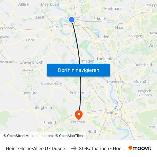 Heinr.-Heine-Allee U - Düsseldorf to St.-Katharinen - Hospital map