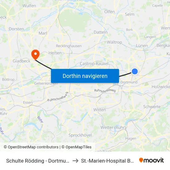 Schulte Rödding - Dortmund to St.-Marien-Hospital Buer map