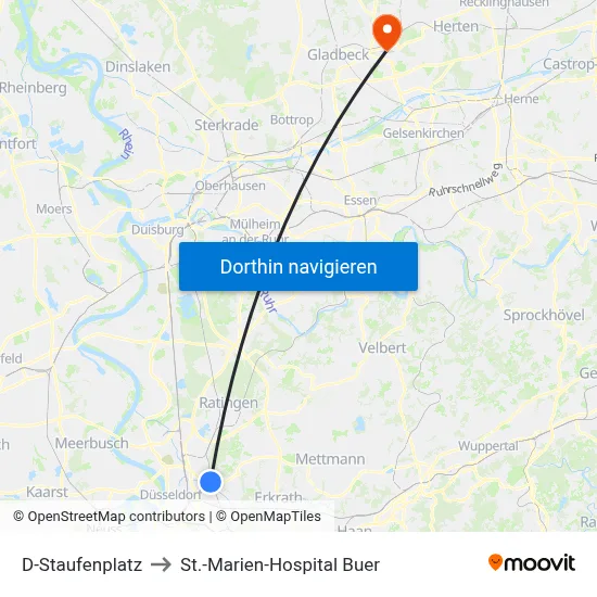 D-Staufenplatz to St.-Marien-Hospital Buer map