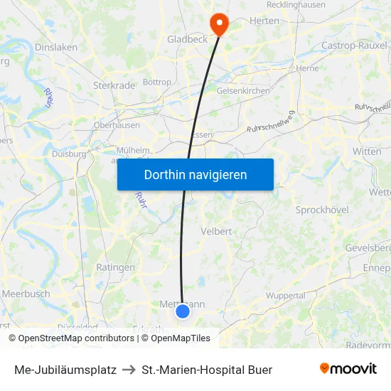 Me-Jubiläumsplatz to St.-Marien-Hospital Buer map