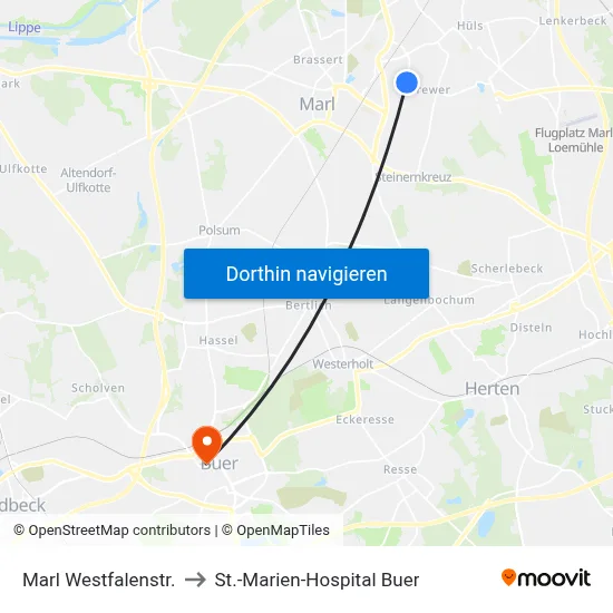 Marl Westfalenstr. to St.-Marien-Hospital Buer map