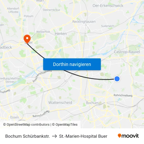 Bochum Schürbankstr. to St.-Marien-Hospital Buer map