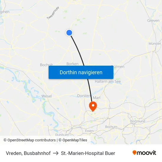 Vreden, Busbahnhof to St.-Marien-Hospital Buer map