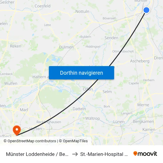 Münster Loddenheide / Beresa to St.-Marien-Hospital Buer map