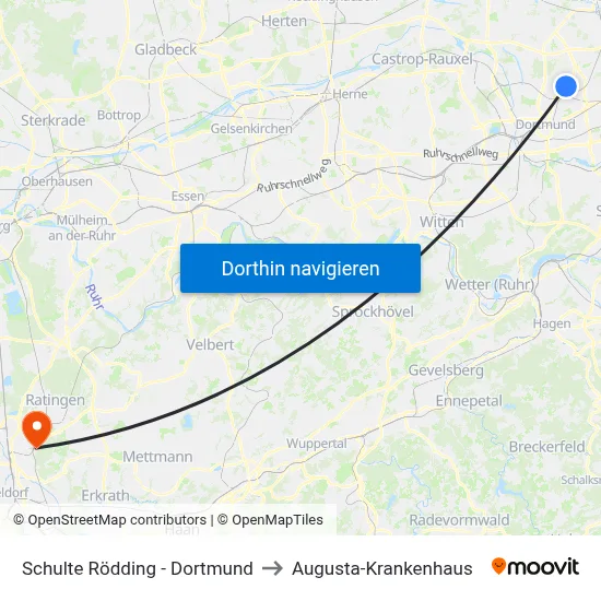 Schulte Rödding - Dortmund to Augusta-Krankenhaus map