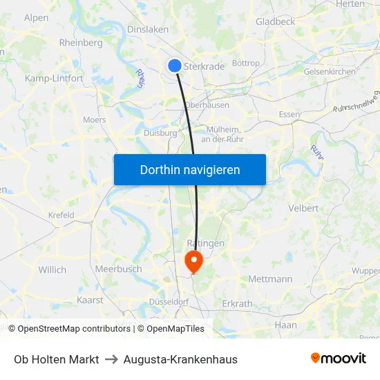 Ob Holten Markt to Augusta-Krankenhaus map