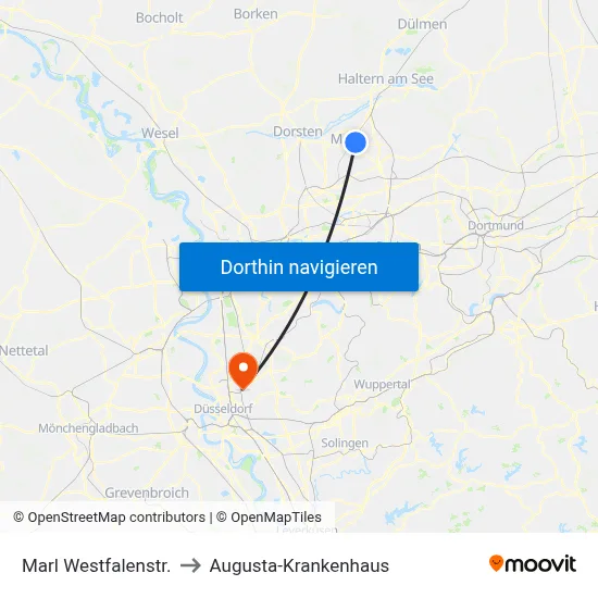 Marl Westfalenstr. to Augusta-Krankenhaus map