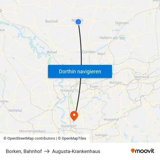 Borken, Bahnhof to Augusta-Krankenhaus map