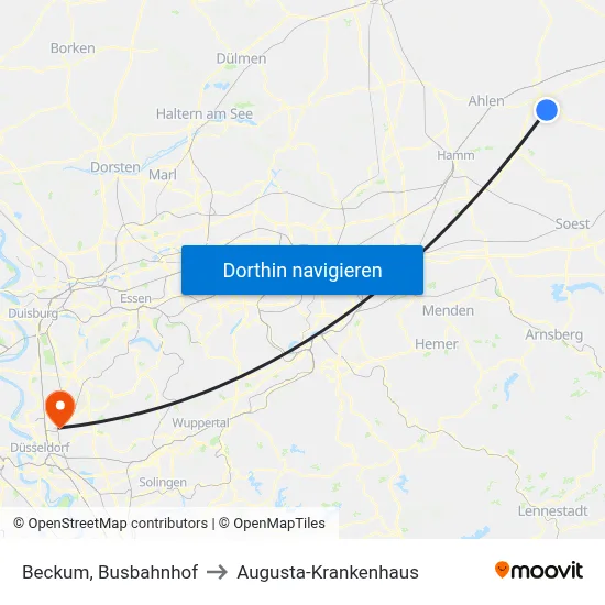 Beckum, Busbahnhof to Augusta-Krankenhaus map