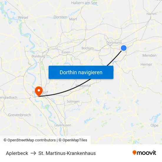 Aplerbeck to St. Martinus-Krankenhaus map