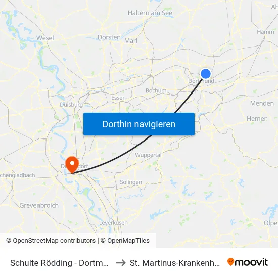 Schulte Rödding - Dortmund to St. Martinus-Krankenhaus map