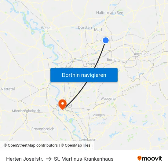 Herten Josefstr. to St. Martinus-Krankenhaus map