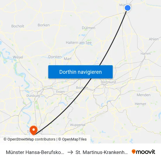 Münster Hansa-Berufskolleg to St. Martinus-Krankenhaus map