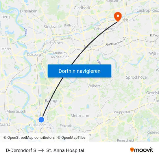 D-Derendorf S to St. Anna Hospital map