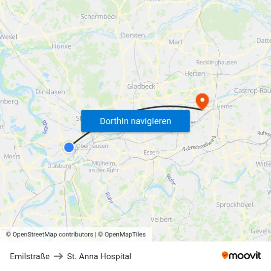 Emilstraße to St. Anna Hospital map