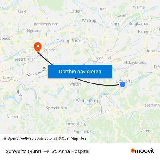 Schwerte (Ruhr) to St. Anna Hospital map