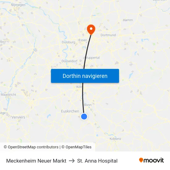 Meckenheim Neuer Markt to St. Anna Hospital map