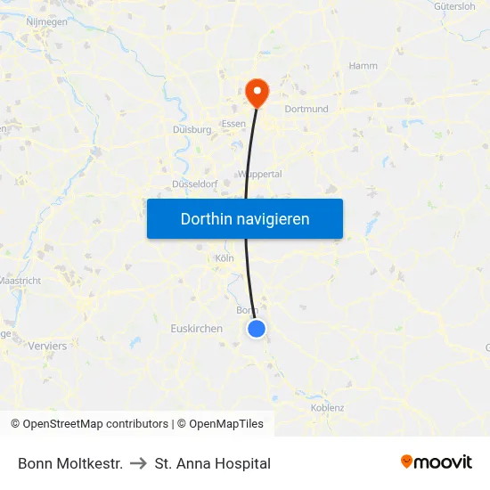 Bonn Moltkestr. to St. Anna Hospital map