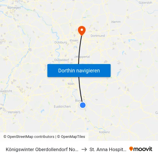 Königswinter Oberdollendorf Nord to St. Anna Hospital map