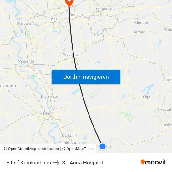 Eitorf Krankenhaus to St. Anna Hospital map