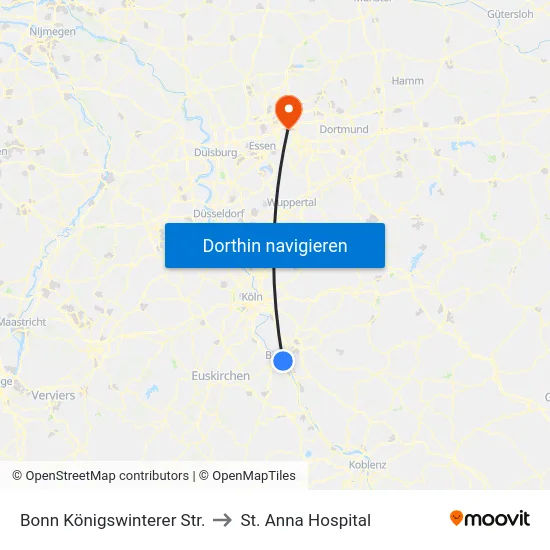 Bonn Königswinterer Str. to St. Anna Hospital map