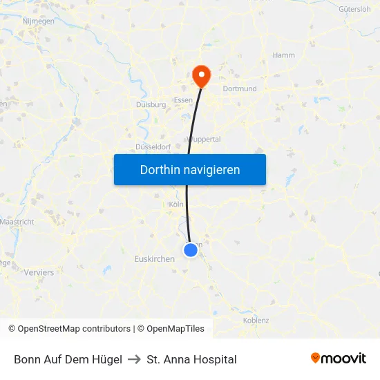 Bonn Auf Dem Hügel to St. Anna Hospital map