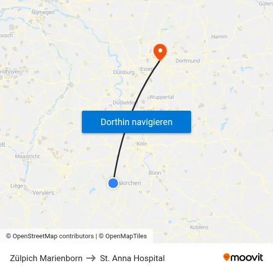 Zülpich Marienborn to St. Anna Hospital map