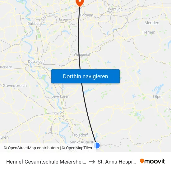 Hennef Gesamtschule Meiersheide to St. Anna Hospital map