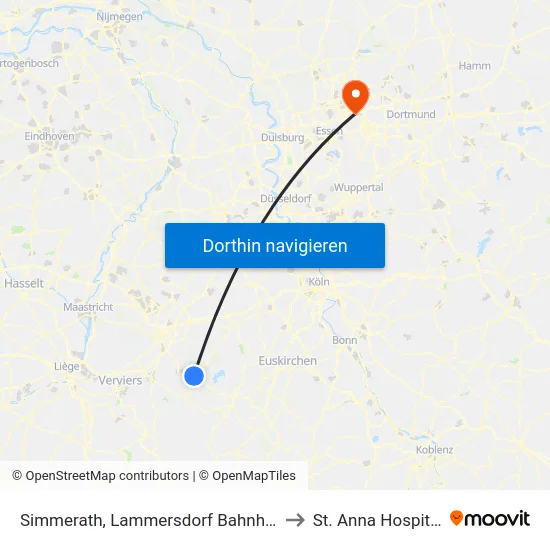 Simmerath, Lammersdorf Bahnhof to St. Anna Hospital map