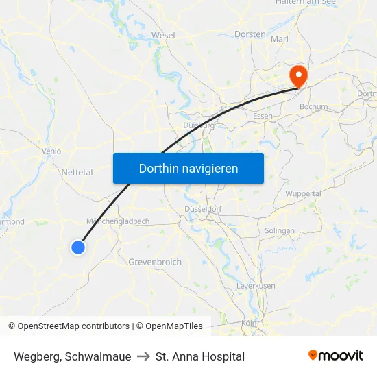 Wegberg, Schwalmaue to St. Anna Hospital map